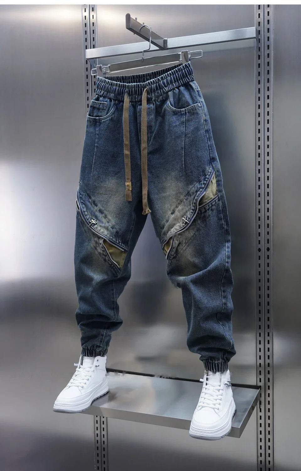 Kacper™ | Spodnie Baggy Denim z Pasek