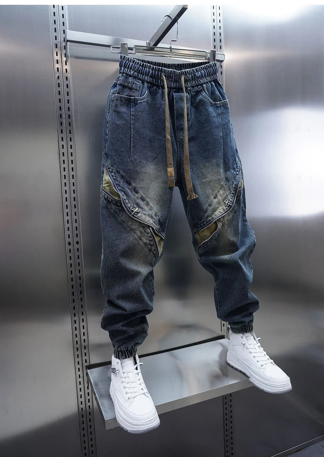 Kacper™ | Spodnie Baggy Denim z Pasek